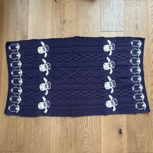 Aran Ireland Woollen Mills 100% Wool Baby Blanket - NWOT - Purple & Cream